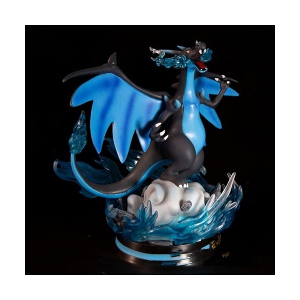 Figurine Dracaufeu animal domestique bleu Dark Dragon Model Ornement cadeau | PVC statique 28 cm jouets à main figurines dar