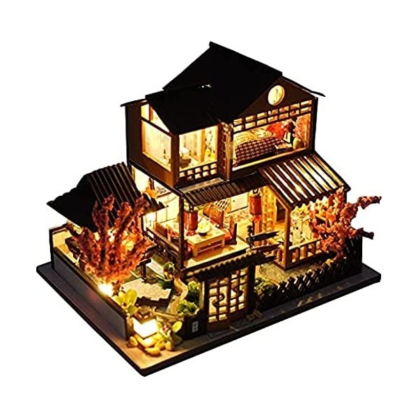 Kit De Maison De Poupée À Faire Soi-même De Style Japonais Meubles Miniatures Faits À La Main Lumières LED Kit De Maison De P