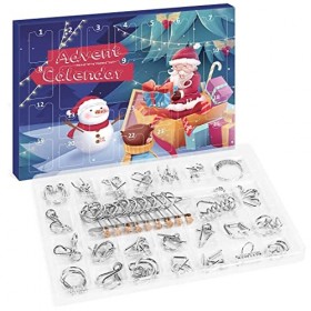 Wishstar Calendrier de IAvent 2023, 25 pièces Casse Tete Metal, Calendrier de Compte à Rebours de Noël Casse Tete, IQ Puzzle