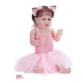 Poupée Reborn Fille Belle Princesse Rose 22 Pouces Réaliste Reborn Bébés Fait À La Main en Silicone Souple Vinyle Nouveau-Né 