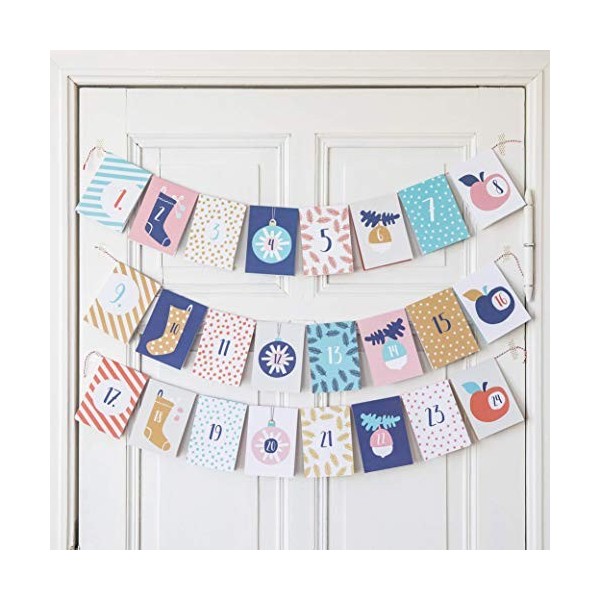 Julica Calendrier de lAvent design pour bébé | 24 surprises pour parents et bébé + cordon décoratif à suspendre | Recommandé