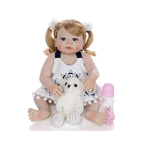 Poupées Bébé Reborn Fille 55 Cm, Poupée Réaliste, Vêtements De Bébé Peuvent Être Enlevés Et Lavés, Cadeau pour Enfants