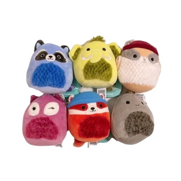 Lot de 6 mini poupées en peluche Squishmallows Cozy Squad Raton laveur Mammouth Dino 12,7 cm Little Ultrasoft officiel Kelly 