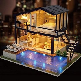 Bricolage Maison De Poupée Maison De Poupée Meubles en Bois Bricolage Maison Miniature Boîte Puzzle Assembler 3D Miniaturas M