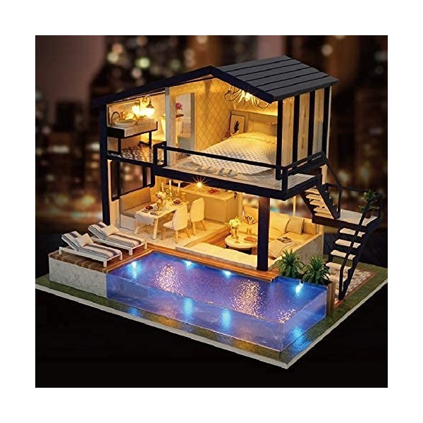 Bricolage Maison De Poupée Maison De Poupée Meubles en Bois Bricolage Maison Miniature Boîte Puzzle Assembler 3D Miniaturas M