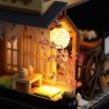 Kit De Maison De Poupée Bricolage Modèle De Maison en Bois 3D avec Meubles Et Accessoires, Salon Chambre Cuisine Salle De Bai