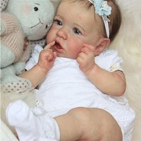 VVLXRIC Poupons Reborn, 22Pouces 22Cm Mignon BéBé Reborn Fille en Silicone, Convient Aux Enfants De Plus De 3 Ans,A