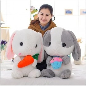 SKUZA Peluches, Mignon Doux Lop Lapin en Peluche Jouet Rose en Peluche Lapin Poupée Graduation Anniversaire Noël Fille Cadeau