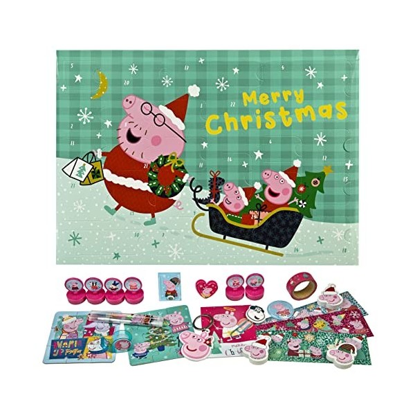 UNDERCOVER PIHP8025 Peppa Pig Calendrier de lAvent pour enfants, multicolore, env. 45 x 32 3 cm