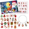 SearchI Calendrier de lAvent 2022 Xmas Calendrier de Noël pour enfants avec 24 surprises Charmes de Noël, collier Bracelets 