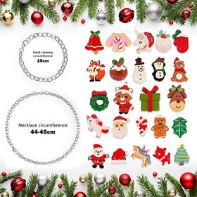 SearchI Calendrier de lAvent 2022 Xmas Calendrier de Noël pour enfants avec 24 surprises Charmes de Noël, collier Bracelets 