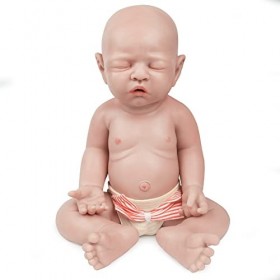 Vollence 36 cm Bébé Poupée Endormi en Silicone, Pas de Poupée en Vinyle, Yeux Fermés, Poupées Réalistes Nouveau-né, Poupée No