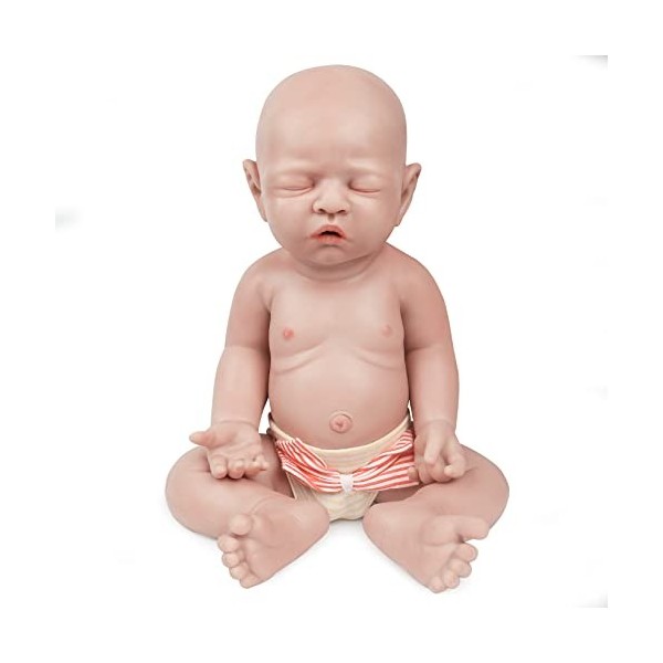 Vollence 36 cm Bébé Poupée Endormi en Silicone, Pas de Poupée en Vinyle, Yeux Fermés, Poupées Réalistes Nouveau-né, Poupée No