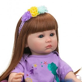 60CM Fille Poupée Réaliste Reborn Bébé Poupées 24 Pouces Reborn Toddler Bébé Fille Poupée Doux Silicone Tissu Corps Cheveux L