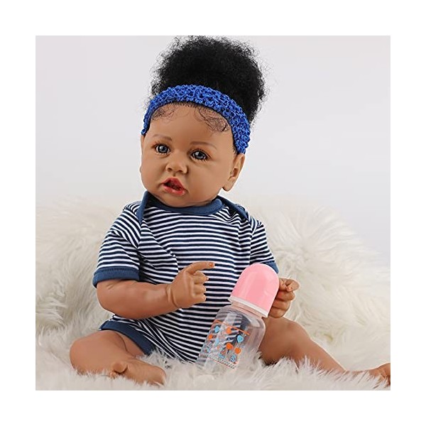 Shhjjyp MagnéTique Bouche Reborn PoupéEs Fait Main RéAliste Simulation Baby Dolls Yeux Ouverts Reborn PoupéE BéBé Silicone Re