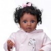 Vakitar 17in Mignon Réaliste Bébé Fille Poupée Exquis Brun Foncé Cheveux Noirs Reborn Baby Doll, pour La Maison