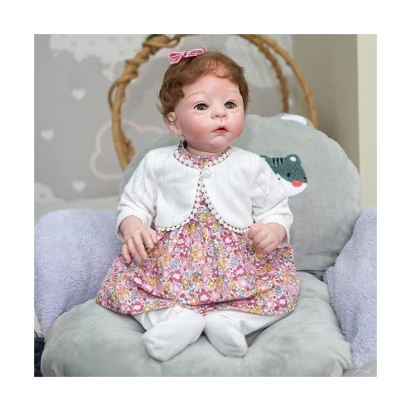 55CM Corps Doux Bebe Fille poupée Reborn bébé Harlow réaliste réaliste Doux au Toucher poupée câline poupée Faite à la Main C