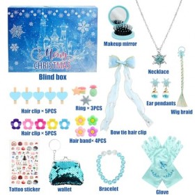 Calendrier de lAvent pour les filles 2023 2024 Calendrier de Noël avec accessoires pour les cheveux, pochettes à bijoux, gan