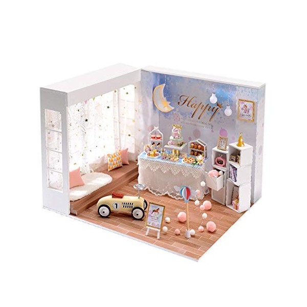 WonDerfulC Kit de maison de poupée miniature 3D avec meubles en bois Série 1:12 Jouets à assembler soi-même Maison pour adult