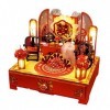 Kit De Maison De Poupée Bricolage avec Anti-Poussière Miniature Mariage Chinois Maison De Poupées Meubles Lumières LED Salle 