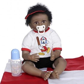 Poupées Ethniques Noires De 55 Cm avec Cheveux Afro, Bébé Afro-Américain Réaliste Vêtements De Golf Golf Wear 