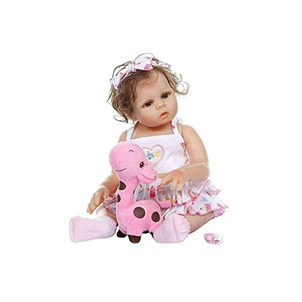 Poupée Bébé Fille Reborn 48Cm, 19 Pouces, Entièrement en Silicone, Mignonne, Réaliste, Anatomiquement Correcte, Cheveux Boucl