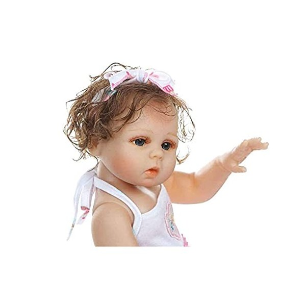 Poupée Bébé Fille Reborn 48Cm, 19 Pouces, Entièrement en Silicone, Mignonne, Réaliste, Anatomiquement Correcte, Cheveux Boucl