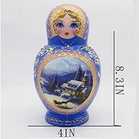 RAHBI Poupées gigognes Poupées gigognes Russes 10 pièces Matriochka en Bois CuteNesting Doll Noël Fête des Mères Anniversaire