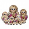 HRTC Poupées Russes 15 pièces poupées gigognes Russes blé et Fleur Rose Ensemble de Matryoshka Traditionnel en Bois Artisanat