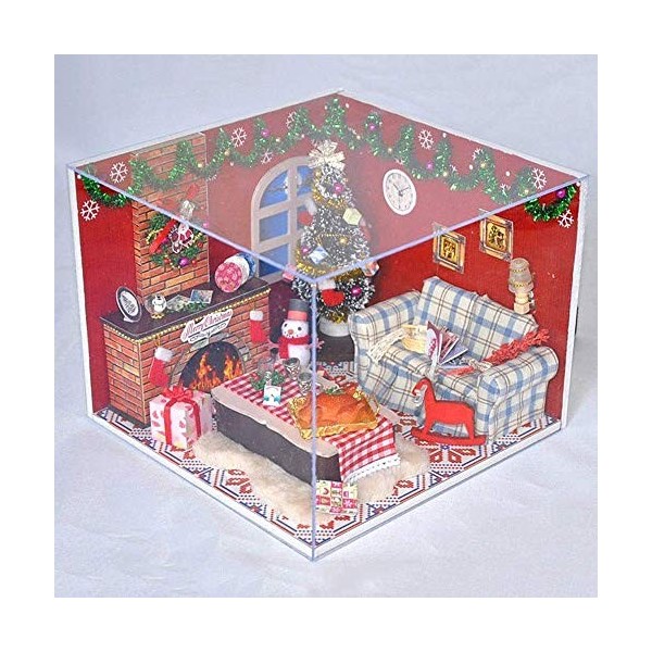 Kit De Modèle De Maison De Noël en Bois Nordique 3D Kit De Meubles De Maison De Poupée Artisanale Miniature Bricolage Cadeaux