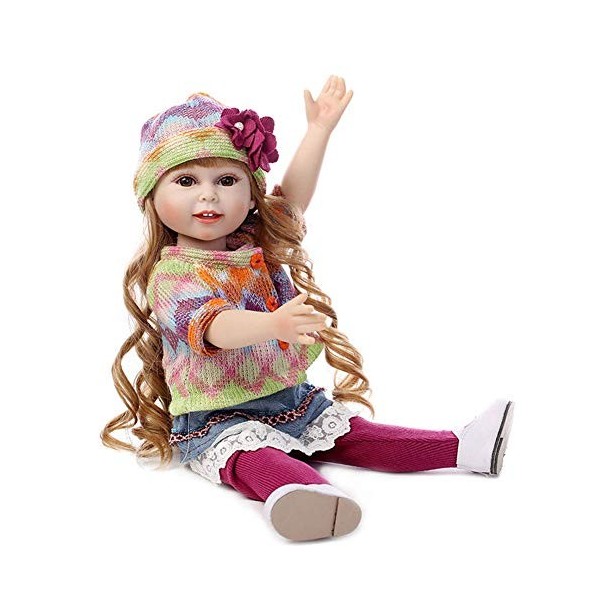 Reborn Baby Dolls, Silicone Rebirth Doll Princesse Cheveux Longs Habiller Poupée Enfants Jouer Maison Bain Photographie Props