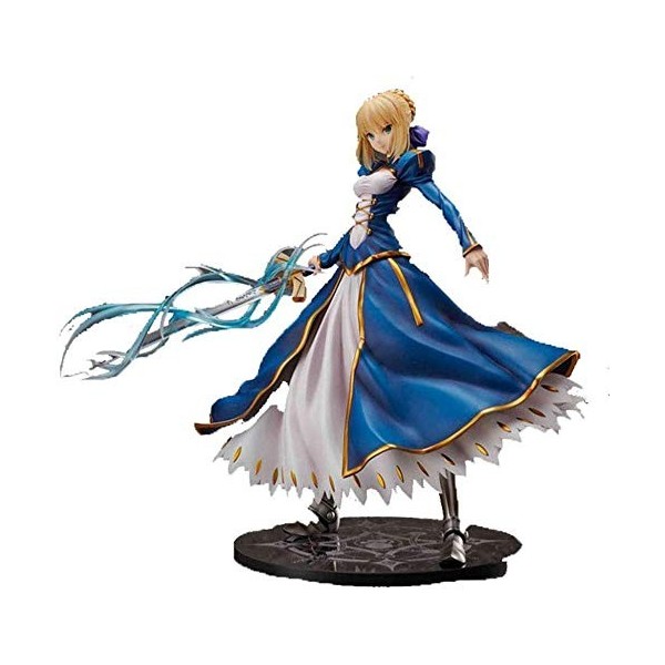 Skwenp Comic Statue Anime Poupée Modèle Jupe Bleue dor Statue Modèle Cheveux caractère PVC Matériel 41cm Statue Comique Cade