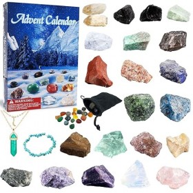 Aitsite Calendrier de lAvent 2023 - Rochers - 24 jours - Cristal naturel - Minéraux - Calendrier de lAvent de Noël - Collec
