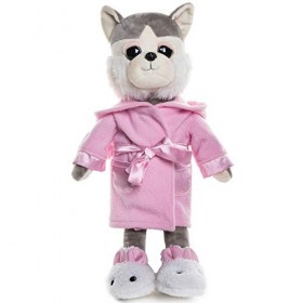 Rakki Dolli HSY11 Jouet en peluche pour chien Husky habillé de jolis vêtements de couchage – Jouet en peluche avec pyjama, vê