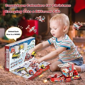 Emfogoo Calendrier de lAvent 2023 Enfants, Jouet Enfant 3 4 5 6 7 Ans, 24-IN-2 Blocs de Construction Jouet, Jouets de Voitur