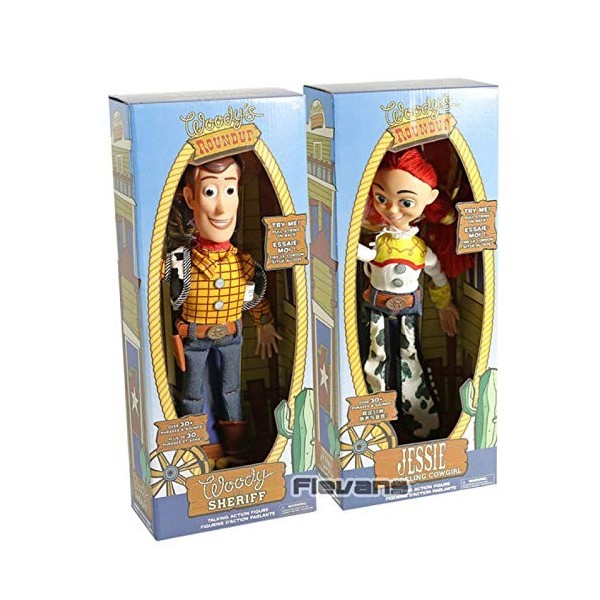 2 pièces 38 cm Toy Story Talking Woody Jessie Buzz Lightyear Rex Bullseye Figurine de collection Poupée de jouet Que parler