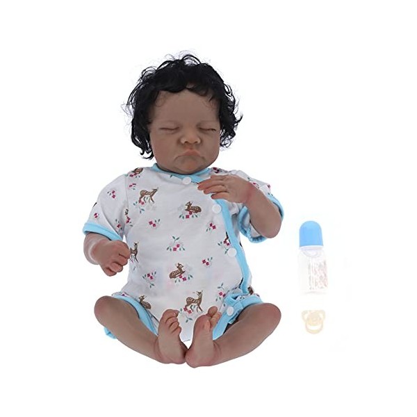 40cm/15.7in Reborn Baby Doll Lifelike Newborn Baby Dolls Gift avec des vêtements de cheveux noirs enracinés