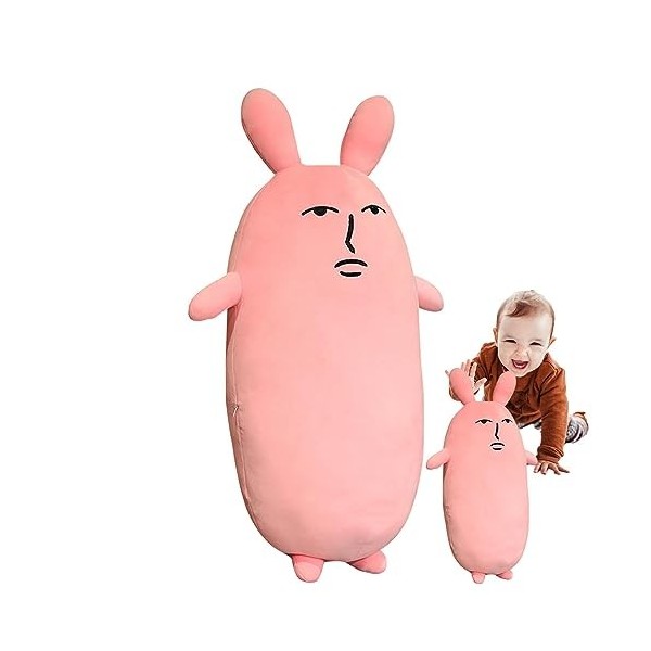 Leryveo Oreiller Lapin Rose | Peluche Animal en Peluche | Jouet en Lapin Rose Doux, poupée Lapin drôle, Lapin Pâques, Jouet p