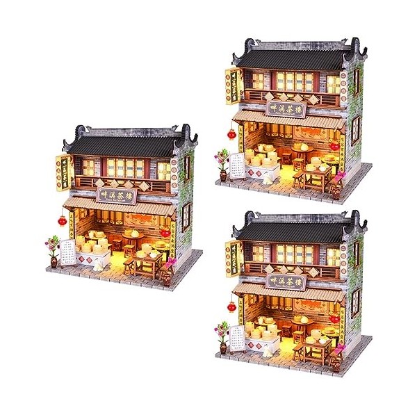 ibasenice Décor Chinoiserie 3 Pièces Bricolage Cottage Mini Jouet Embellissements pour LArtisanat Bébé Poupée Ensemble De Je