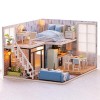 3 Pcs Maison poupée Miniature | Maison poupée en Bois Bricolage - Meubles Miniatures en Bois et PP Mini Maison Verte avec LED