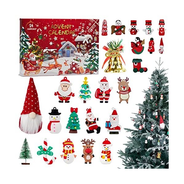 AlagiFun Calendrier de lAvent - Décorations de sapin de Noël - Compte à rebours - Décoration de Noël dintérieur - Calendrie