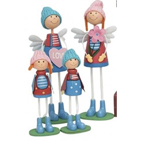 Crafting with Love Lot de 4 poupées debout en bois et métal