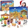 HappyKidsClub Calendrier de Lavent 2023, Creche de Noel Jouet Enfant 3-10 Ans Figurine Decoration Noel Jeux Enfants, Creche 