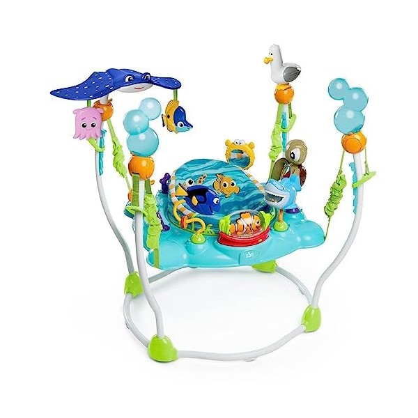 Bright Starts, Disney Baby, LAire dEveil à Rebonds Le Monde de Nemo, 13+ jouets et activités, trotteur avec musique et lumi