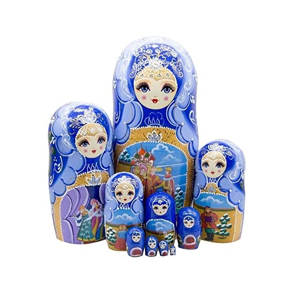 UTOQIA Poupée Russe Poupée Gigogne Poupées Gigognes Russes Matryoshka en Bois Ensemble Imbriqué 10 Pièces Jouets Faits À La M