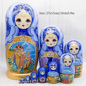 UTOQIA Poupée Russe Poupée Gigogne Poupées Gigognes Russes Matryoshka en Bois Ensemble Imbriqué 10 Pièces Jouets Faits À La M