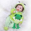 Doux Reborn Bébé Poupées 22 Pouces 55 Cm Silicone Enfant en Bas Âge Poupée avec Tenue De Grenouille Ensemble Belle Reborn Béb