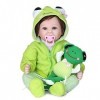 Doux Reborn Bébé Poupées 22 Pouces 55 Cm Silicone Enfant en Bas Âge Poupée avec Tenue De Grenouille Ensemble Belle Reborn Béb