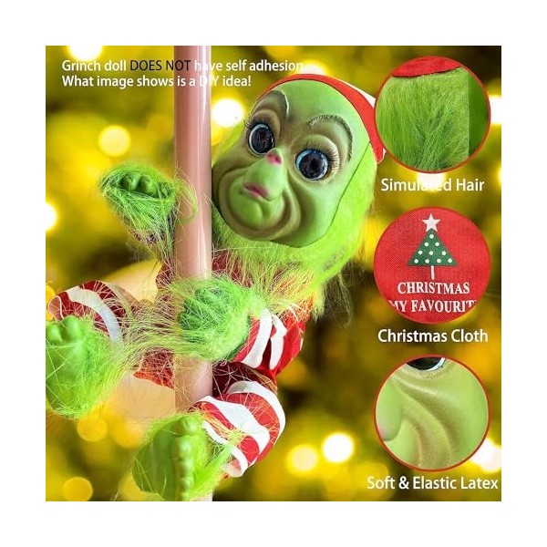 MAOROSIS Poupée de Noël en forme de monstre vert de 20,3 cm - Père Noël en peluche - Décoration de Noël - Cadeaux pour enfant
