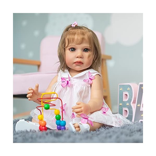 Poupées Reborn pour Tout-Petits Filles Réalistes 55 Cm Reborn Bébé Poupées en Vinyle Lavable Bébés Nouveau-Nés Filles Réalist